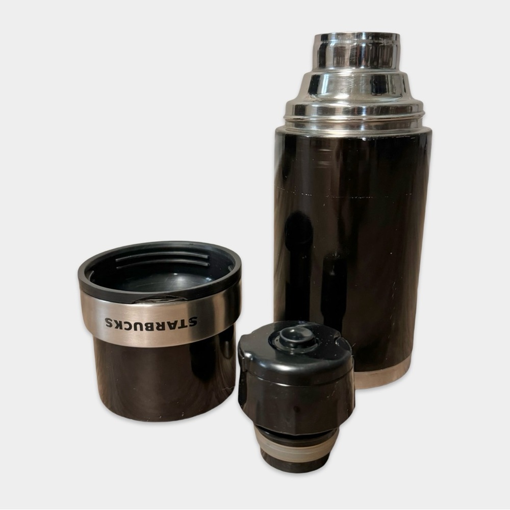 Rare Vtg 2006 Starbucks Black Stainless Steel Coffee Travel Thermos Bottle 17oz
